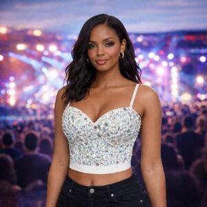 Rhinestone Embellished Bustier - XL